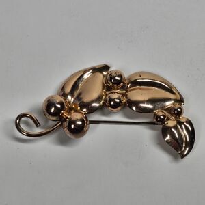 Sterling Silver Brooch Leaves Berries Signed Napier Gold Vermeil Vintage